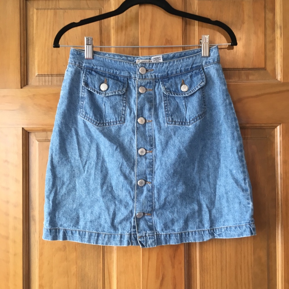 Vintage Jean Button Skirt 100% Cotton